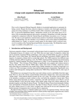 DebateSum: A large-scale argument mining and summarization dataset