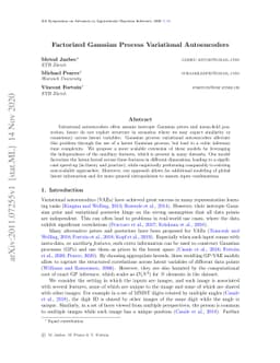 Factorized Gaussian Process Variational Autoencoders