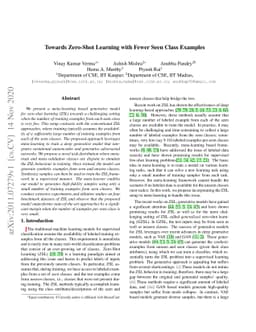 Towards Zero-Shot Learning with Fewer Seen Class Examples