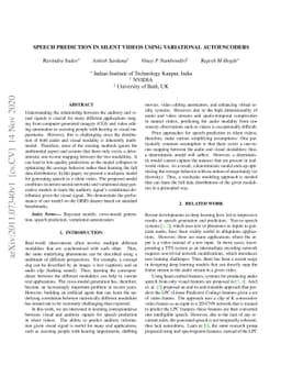 Speech Prediction in Silent Videos using Variational Autoencoders
