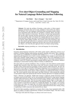 Few-shot Object Grounding and Mapping for Natural Language Robot
  Instruction Following