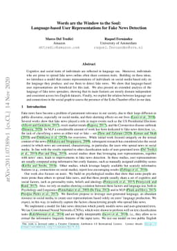 Words are the Window to the Soul: Language-based User Representations
  for Fake News Detection