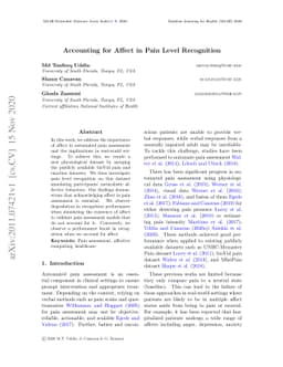 Accounting for Affect in Pain Level Recognition