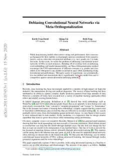 Debiasing Convolutional Neural Networks via Meta Orthogonalization