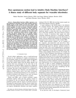 Does spontaneous motion lead to intuitive Body-Machine Interfaces? A
  fitness study of different body segments for wearable telerobotics