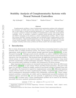 Stability Analysis of Complementarity Systems with Neural Network
  Controllers
