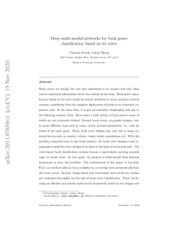 Deep multi-modal networks for book genre classification based on its
  cover