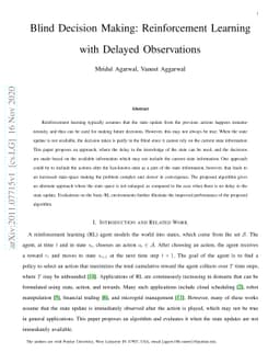 Blind Decision Making: Reinforcement Learning with Delayed Observations
