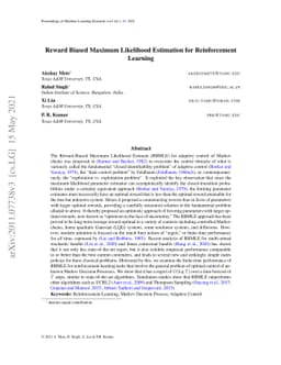 Reward Biased Maximum Likelihood Estimation for Reinforcement Learning
