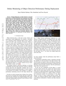 Online Monitoring of Object Detection Performance During Deployment