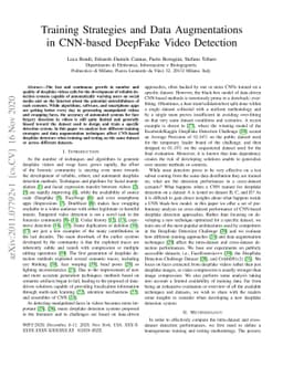 Training Strategies and Data Augmentations in CNN-based DeepFake Video
  Detection