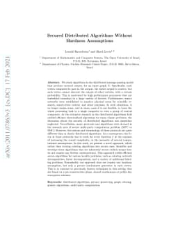 Secured Distributed Algorithms Without Hardness Assumptions
