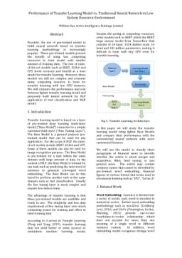 Performance of Transfer Learning Model vs. Traditional Neural Network in
  Low System Resource Environment