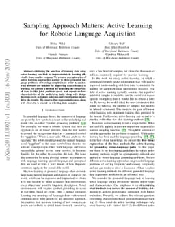 Sampling Approach Matters: Active Learning for Robotic Language
  Acquisition