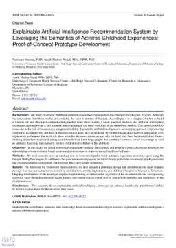 Explainable Artificial Intelligence Recommendation System by Leveraging
  the Semantics of Adverse Childhood Experiences: Proof-of-Concept Prototype
  Development