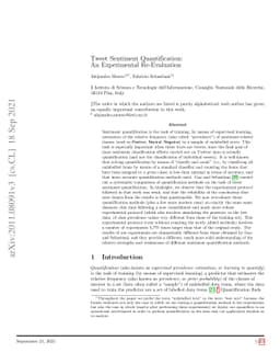 Tweet Sentiment Quantification: An Experimental Re-Evaluation