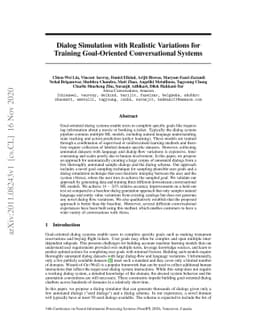 Dialog Simulation with Realistic Variations for Training Goal-Oriented
  Conversational Systems