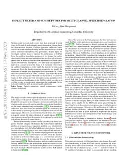 Implicit Filter-and-sum Network for Multi-channel Speech Separation