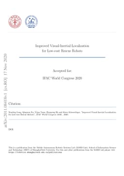 Improved Visual-Inertial Localization for Low-cost Rescue Robots