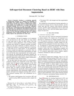 Self-supervised Document Clustering Based on BERT with Data Augment