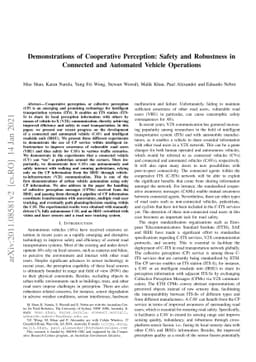 Demonstrations of Cooperative Perception: Safety and Robustness in
  Connected and Automated Vehicle Operations
