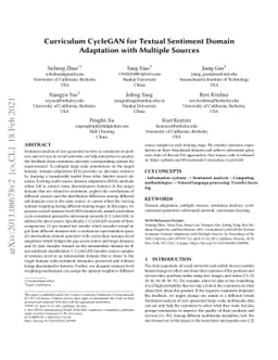 Curriculum CycleGAN for Textual Sentiment Domain Adaptation with
  Multiple Sources