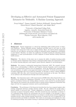 Developing an Effective and Automated Patient Engagement Estimator for
  Telehealth: A Machine Learning Approach