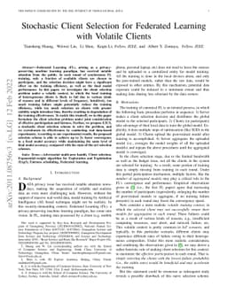 Stochastic Client Selection for Federated Learning with Volatile Clients