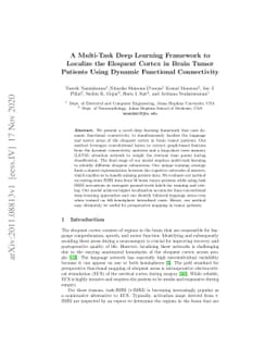 A Multi-Task Deep Learning Framework to Localize the Eloquent Cortex in
  Brain Tumor Patients Using Dynamic Functional Connectivity