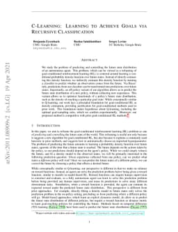 C-Learning: Learning to Achieve Goals via Recursive Classification