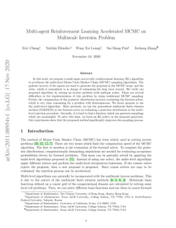 Multi-agent Reinforcement Learning Accelerated MCMC on Multiscale
  Inversion Problem