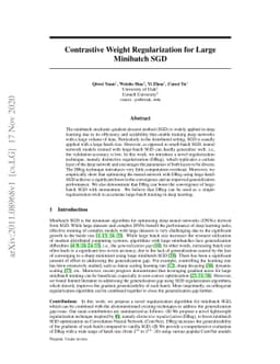 Contrastive Weight Regularization for Large Minibatch SGD