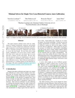 Minimal Solvers for Single-View Lens-Distorted Camera Auto-Calibration