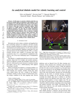 An analytical diabolo model for robotic learning and control