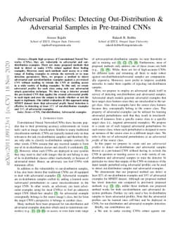 Adversarial Profiles: Detecting Out-Distribution & Adversarial Samples
  in Pre-trained CNNs