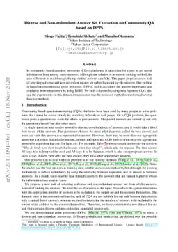 Diverse and Non-redundant Answer Set Extraction on Community QA based on
  DPPs