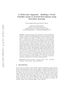 A Multi-class Approach -- Building a Visual Classifier based on Textual
  Descriptions using Zero-Shot Learning