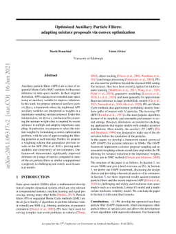 Optimized Auxiliary Particle Filters: adapting mixture proposals via
  convex optimization