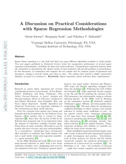 A Discussion on Practical Considerations with Sparse Regression
  Methodologies
