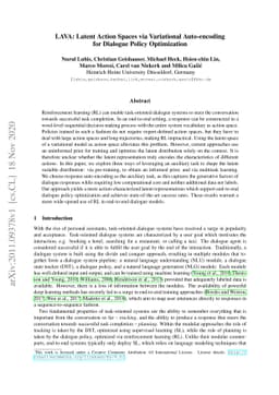 LAVA: Latent Action Spaces via Variational Auto-encoding for Dialogue
  Policy Optimization