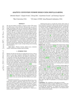 Adaptive Contention Window Design using Deep Q-learning