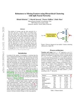 Robustness to Missing Features using Hierarchical Clustering with Split
  Neural Networks