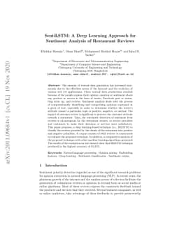 SentiLSTM: A Deep Learning Approach for Sentiment Analysis of Restaurant
  Reviews