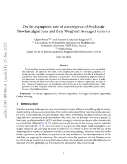 On the asymptotic rate of convergence of Stochastic Newton algorithms
  and their Weighted Averaged versions