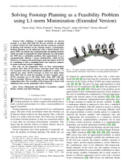 Solving Footstep Planning as a Feasibility Problem using L1-norm
  Minimization (Extended Version)