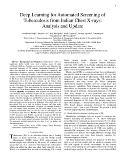 Deep Learning for Automated Screening of Tuberculosis from Indian Chest
  X-rays: Analysis and Update