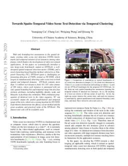 Towards Spatio-Temporal Video Scene Text Detection via Temporal
  Clustering