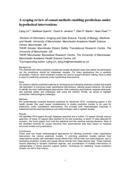 A scoping review of causal methods enabling predictions under
  hypothetical interventions