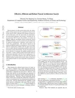 Effective, Efficient and Robust Neural Architecture Search