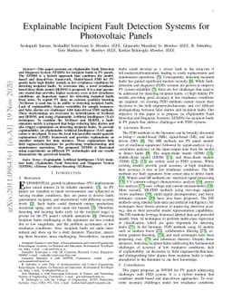 Explainable Incipient Fault Detection Systems for Photovoltaic Panels